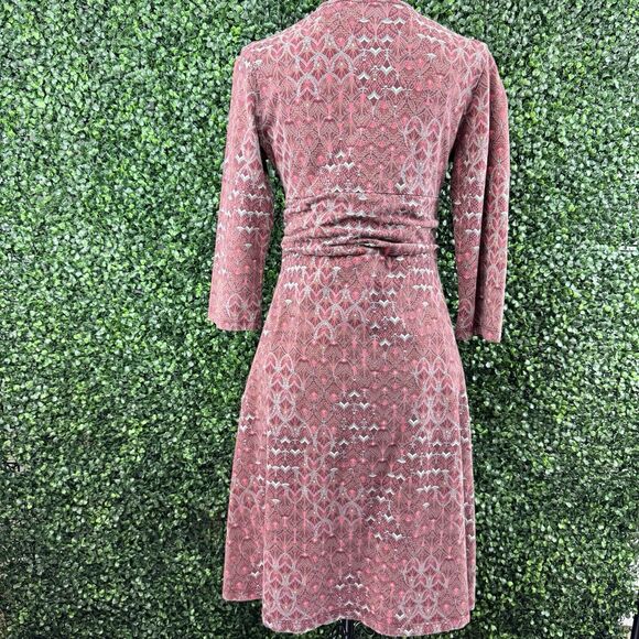 Patagonia Dress Women's‎ S Print Margot 3/4 Sleeve V Neck A Line - Picture 5 of 8